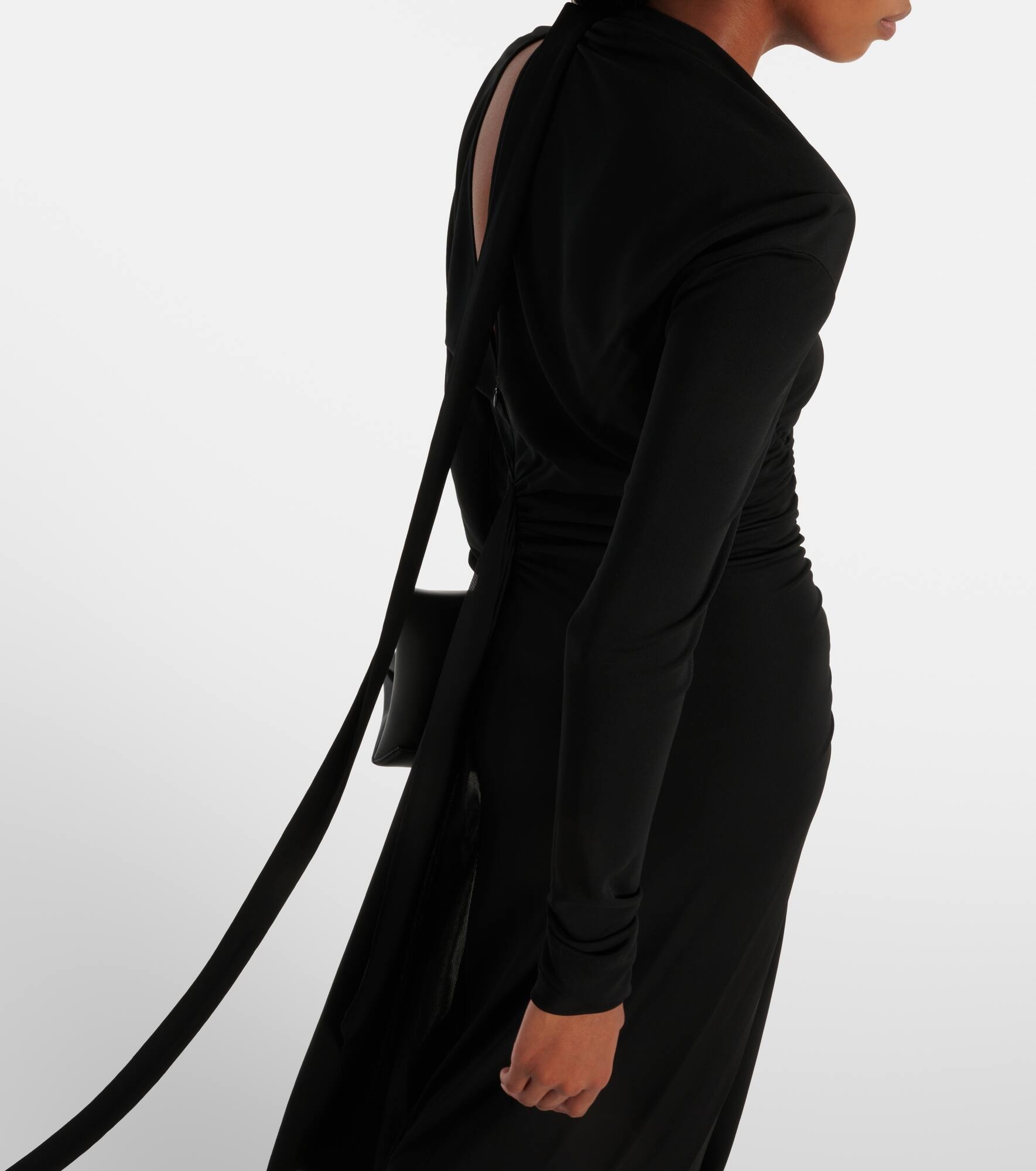 Asymmetric ruched midi dress - 6