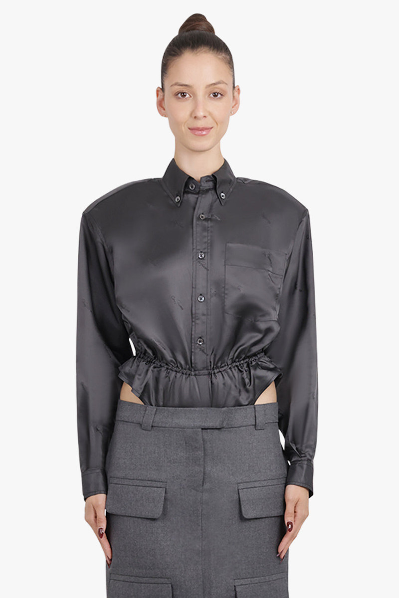 VAQUERA L/S BODYSUIT SHIRT WITH PEPLUM WAIST | DARK GREY outlook
