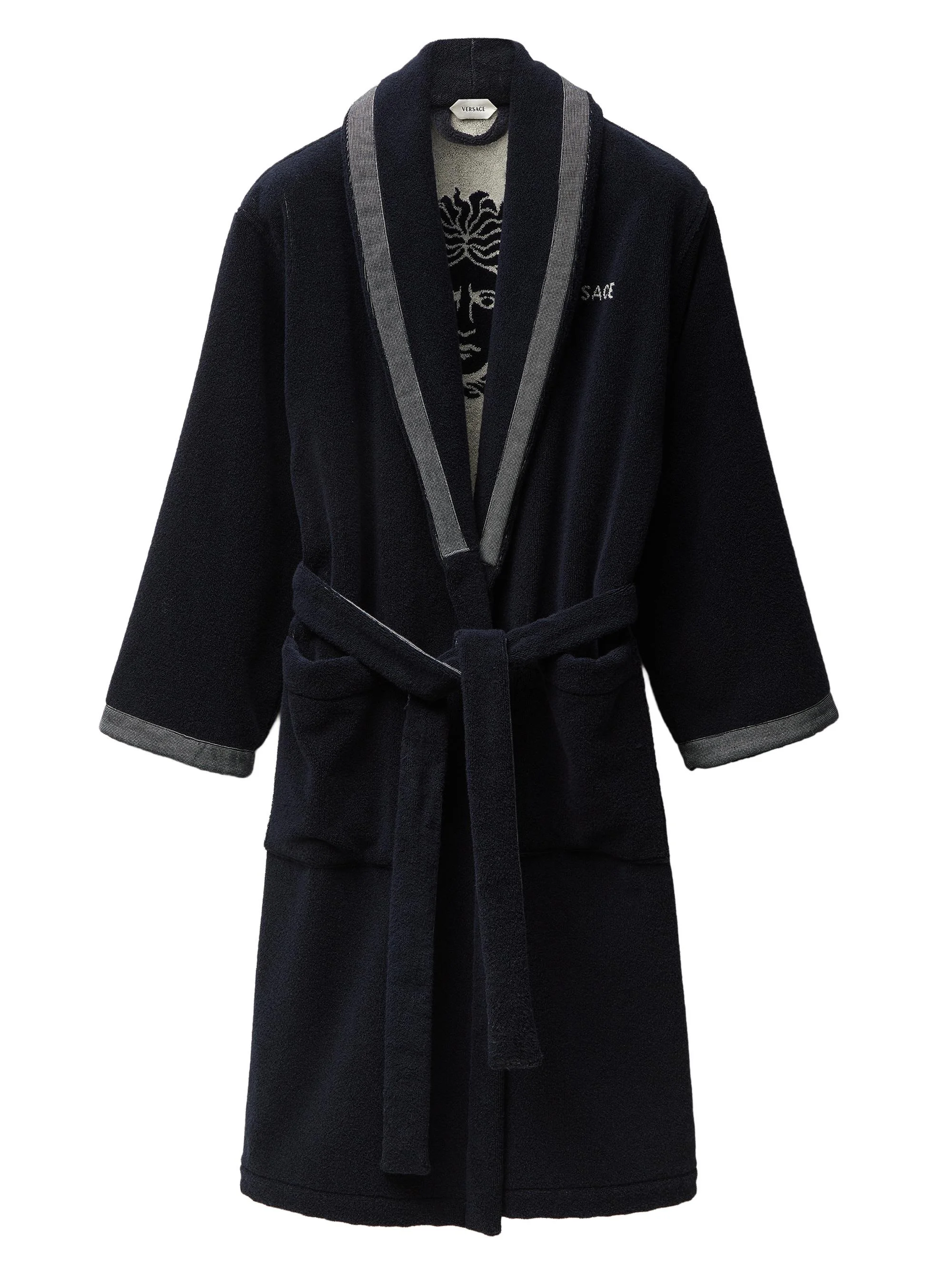 Men's Jacquard Medusa Terry Robe - Blue White - 1