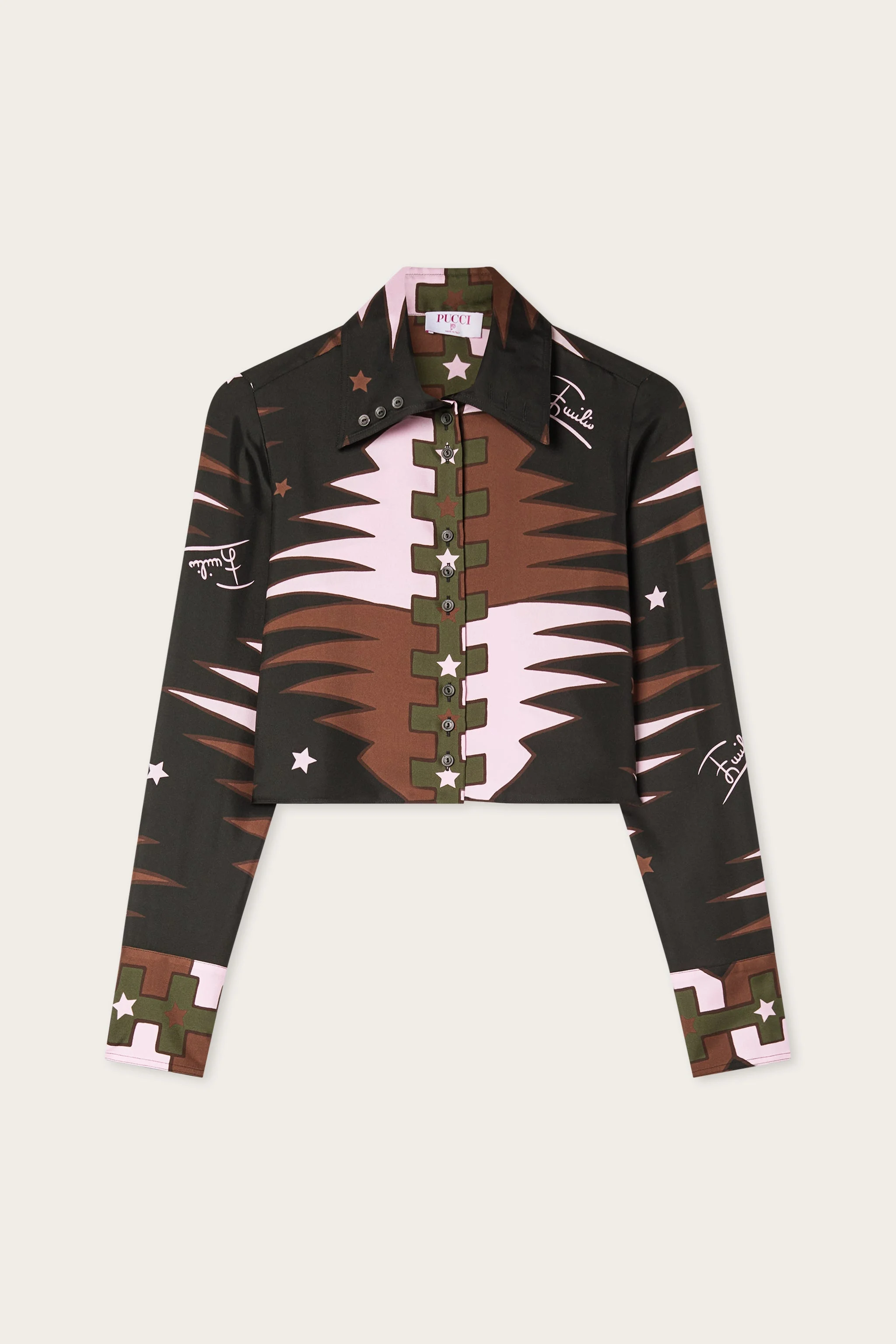 VALDIMONTONE PRINT SILK CROP SHIRT - 1