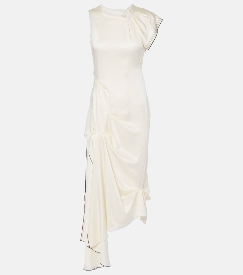 Gathered draped satin midi dress - 1