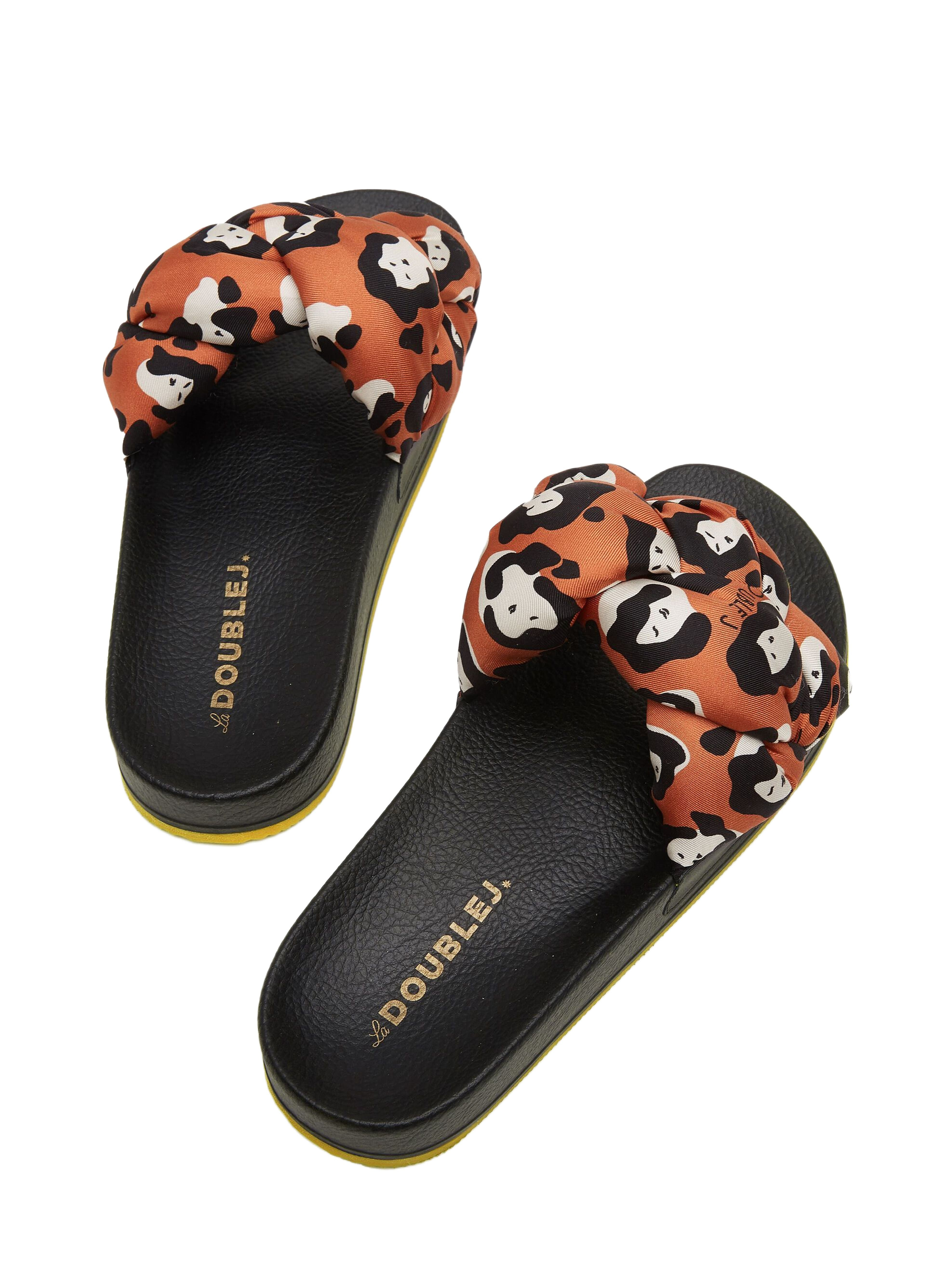 La DoubleJ Treccia Slides Lady Leopard Orange at Nordstrom - 4