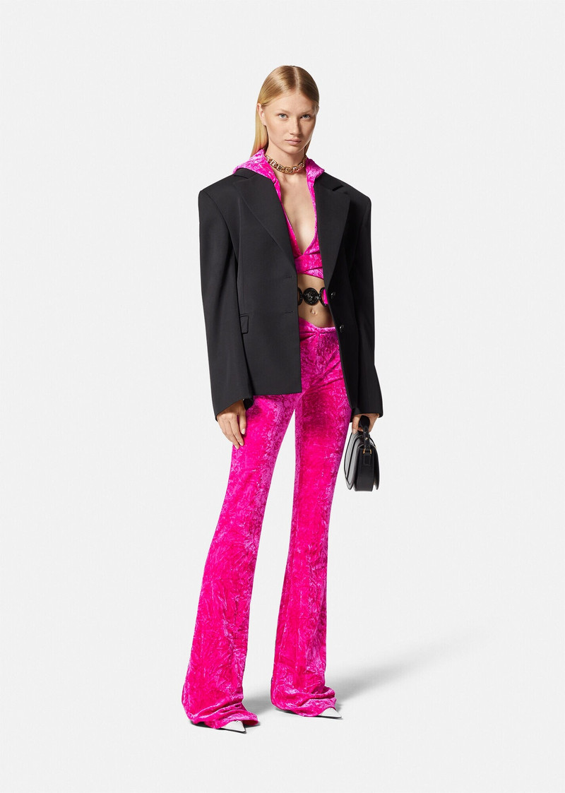 VERSACE Rolled Flared Velvet Pants outlook