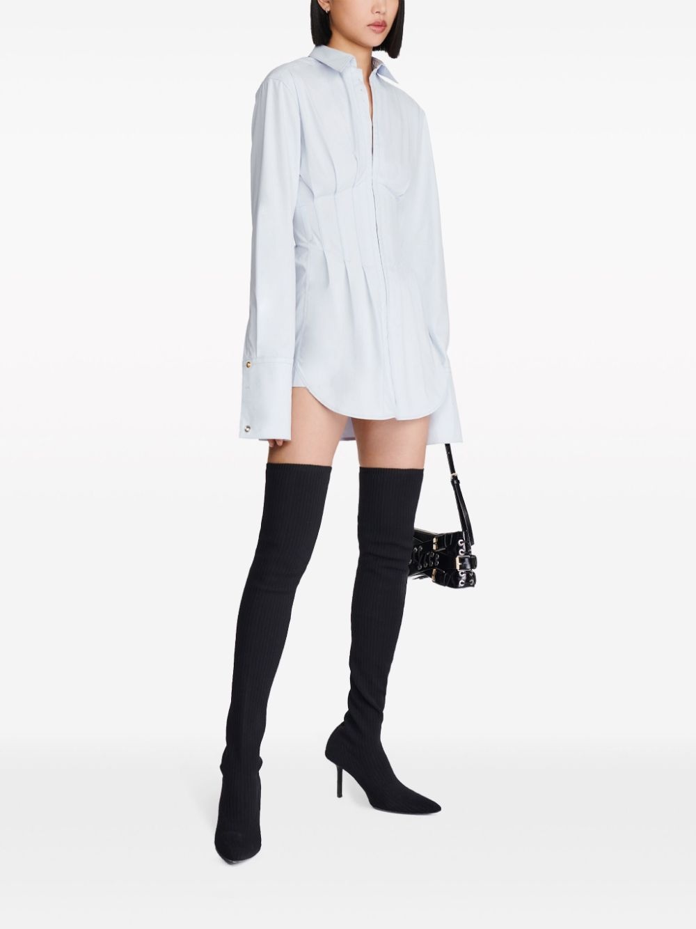 corset-style poplin shirtdress - 3