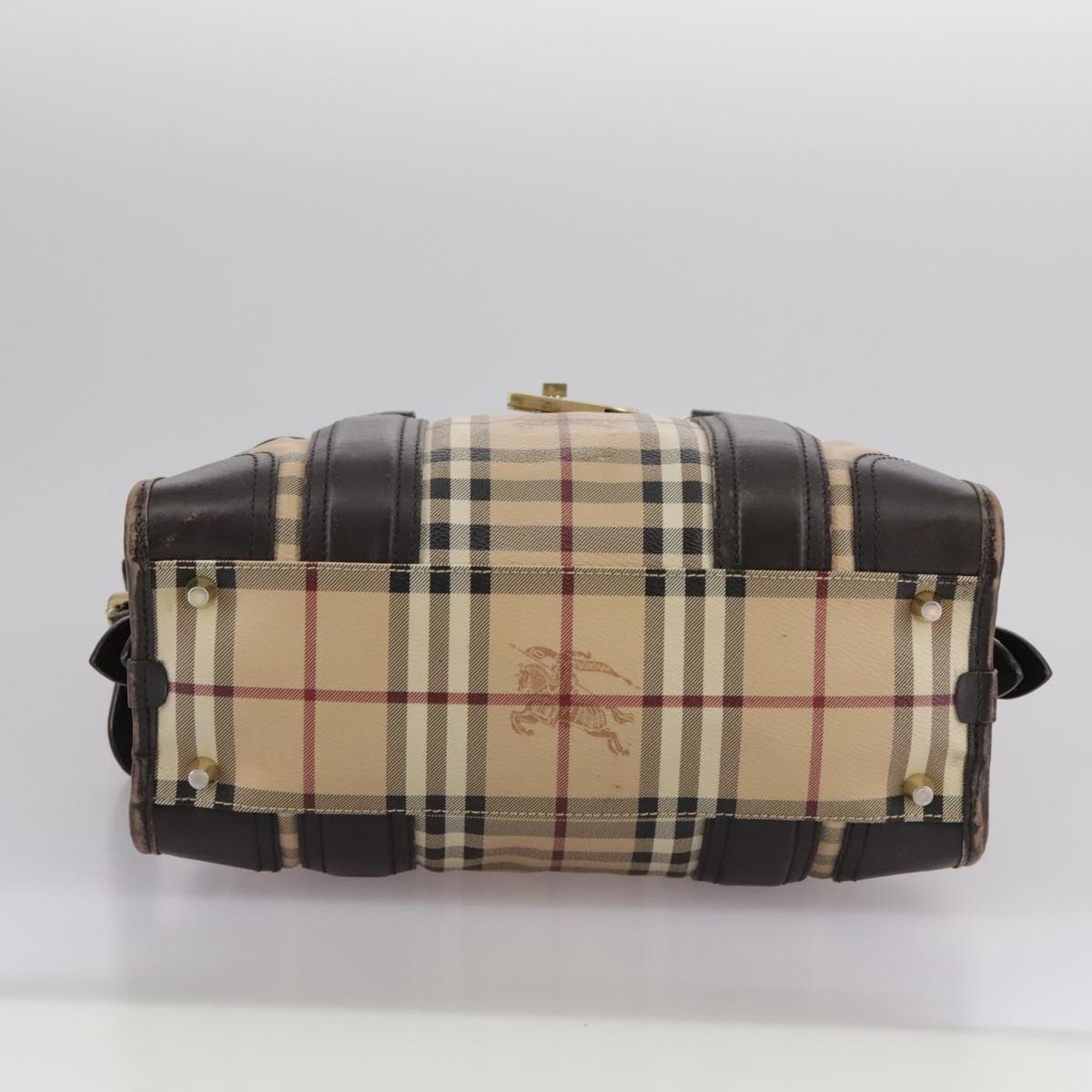 Burberry Nova Check Hand Bag Pvc Leather Beige - 5