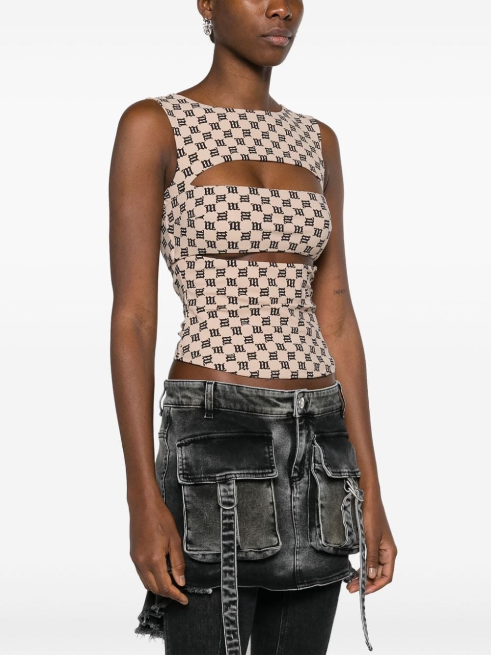 monogram-pattern tank top - 3