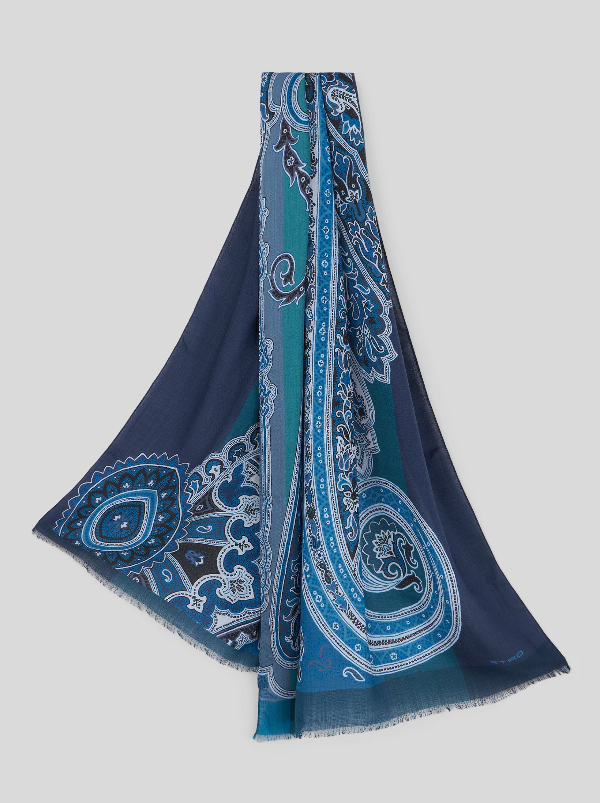 WOOL AND SILK PAISLEY SCARF - 1
