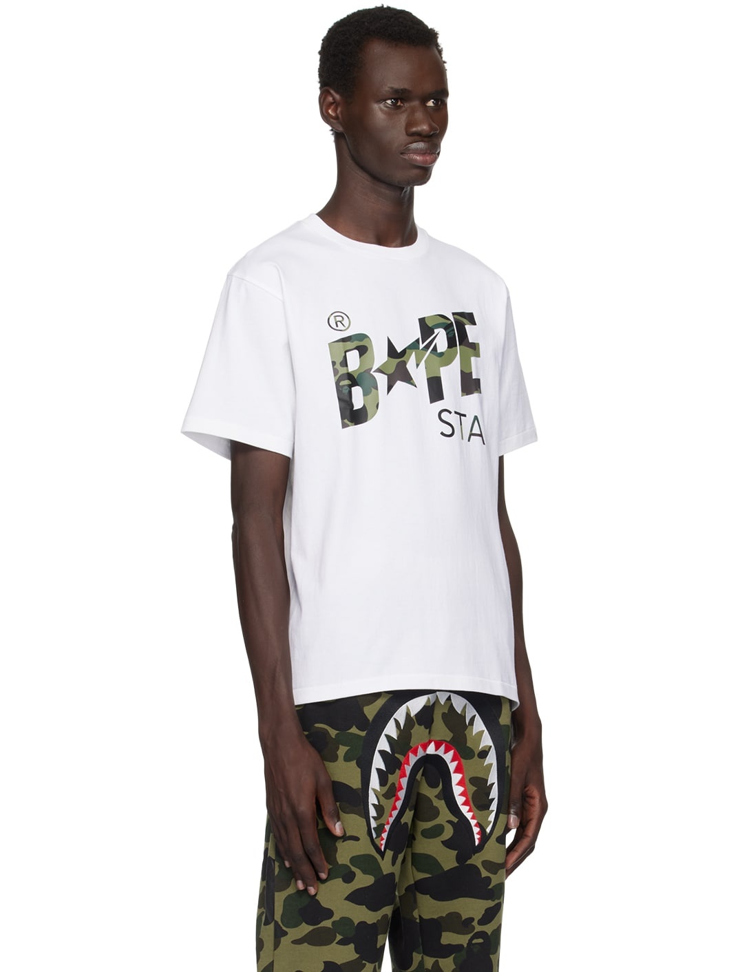 A BATHING APE® White 1st Camo Bape Sta T-shirt | REVERSIBLE, image size:1059x1412