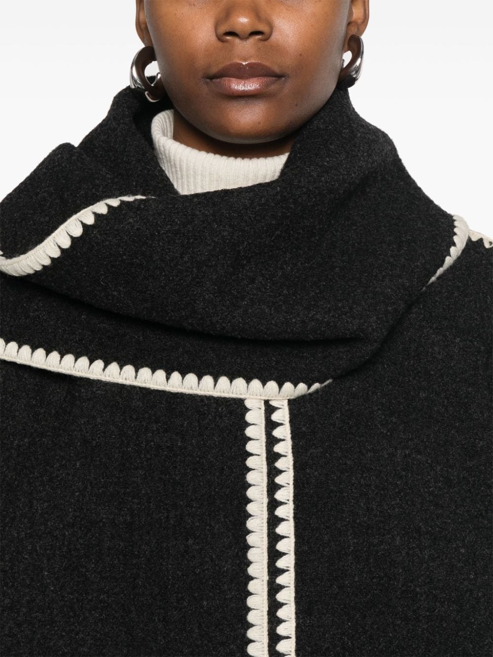 attached-scarf jacket - 5