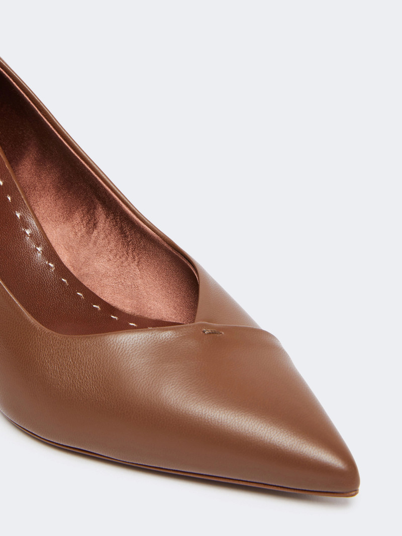 Max Mara PHYLLIS Nappa leather court shoes - TOBACCO outlook