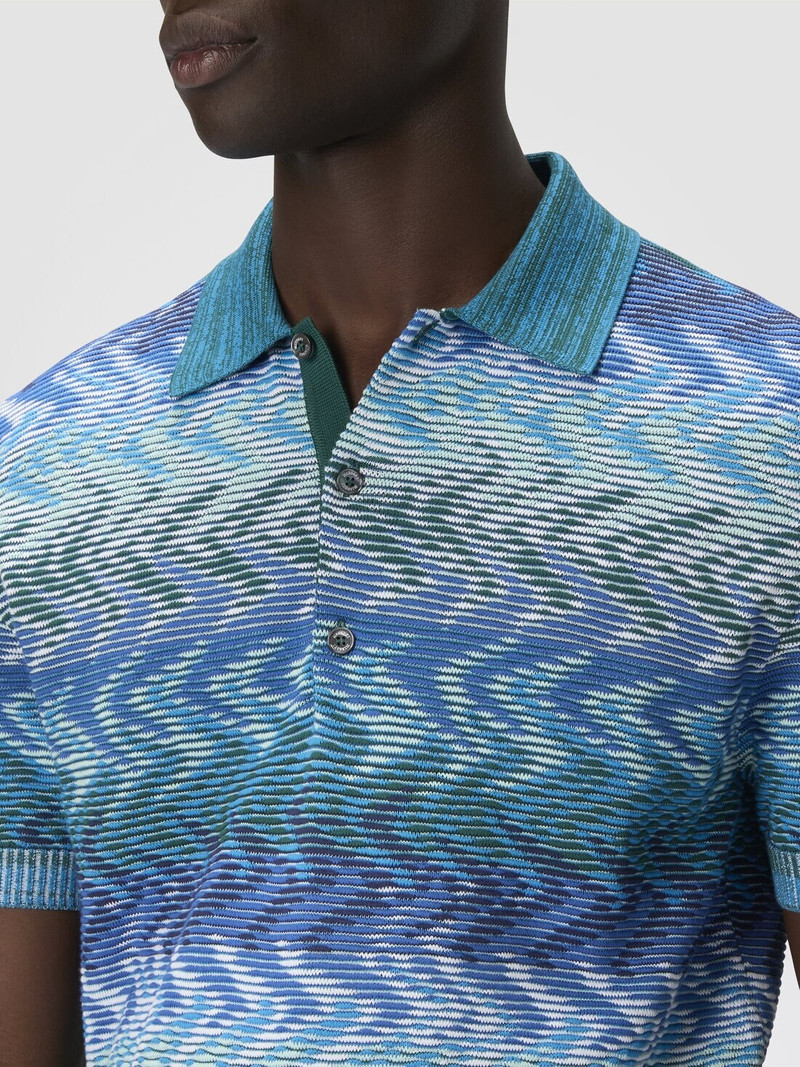 Cotton knit polo shirt with contrasting piping 5