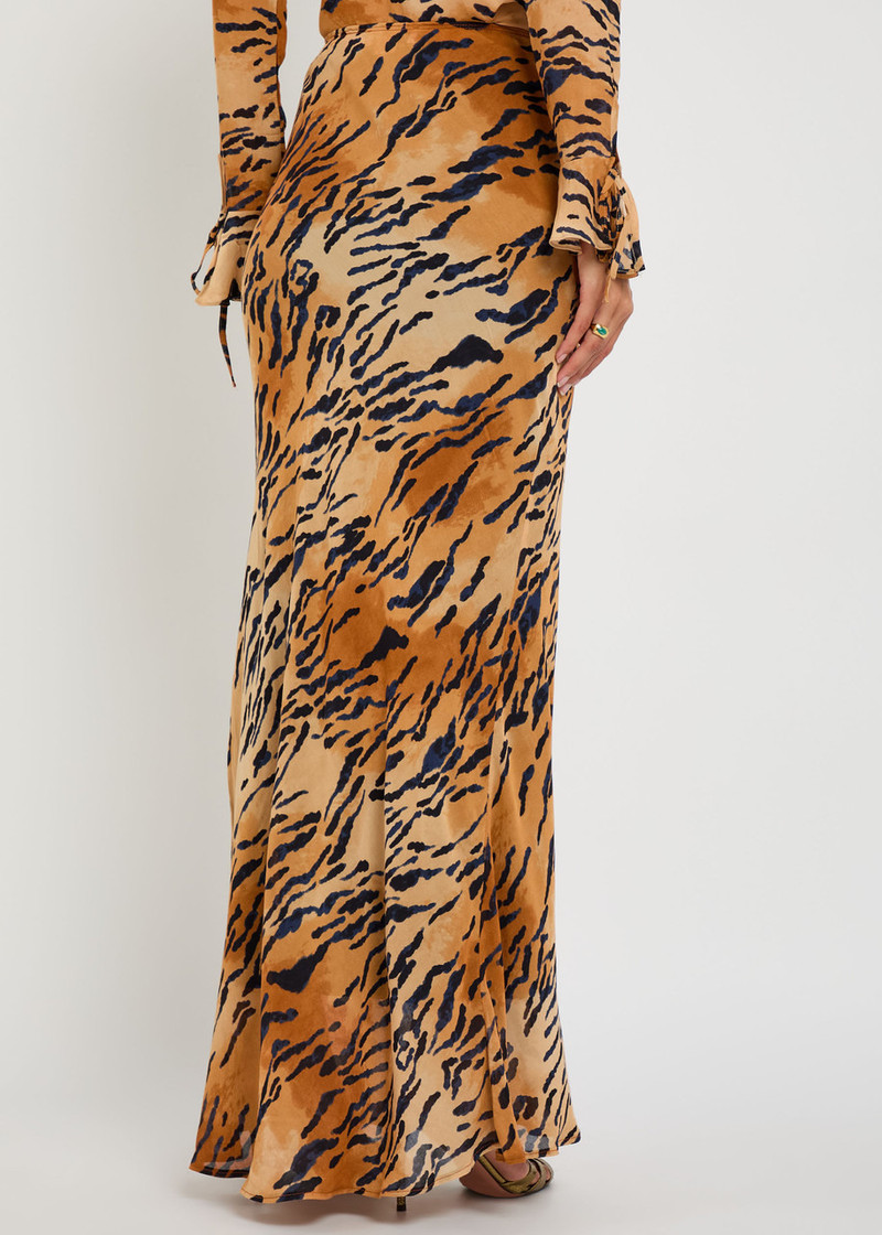 Never Fully Dressed Dorris Tiger-print Chiffon Maxi Skirt 3