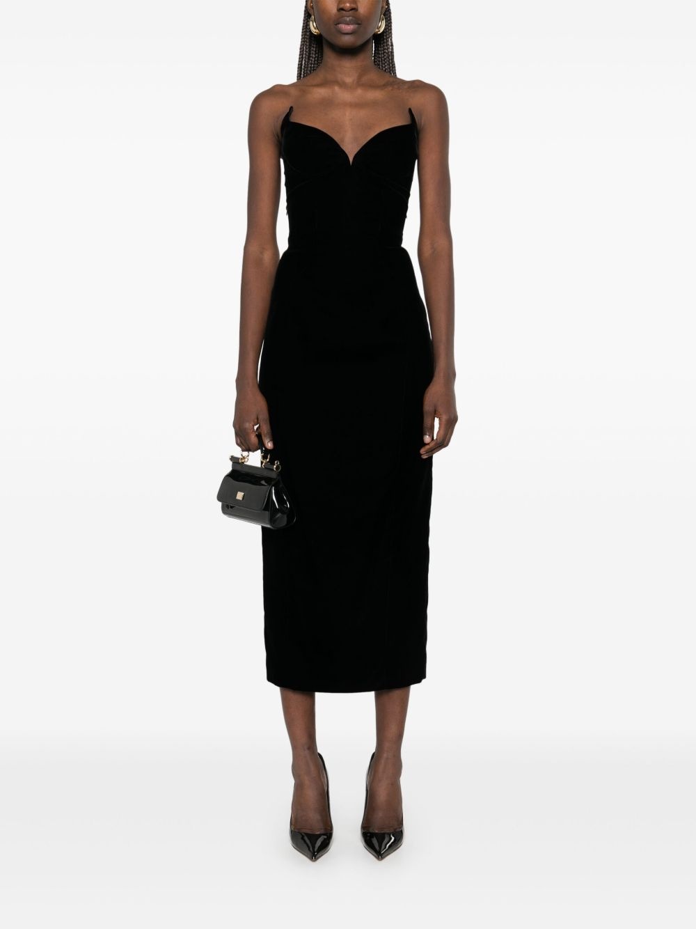 strapless velvet maxi dress - 2