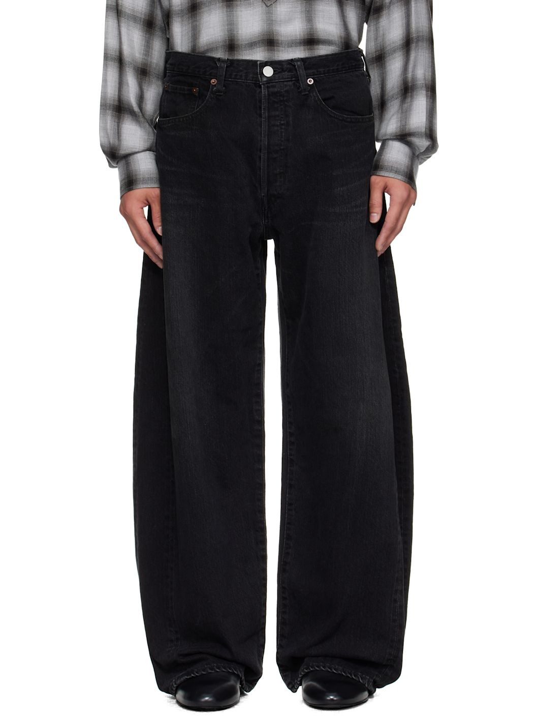 Black Deformation Wide Jeans - 1