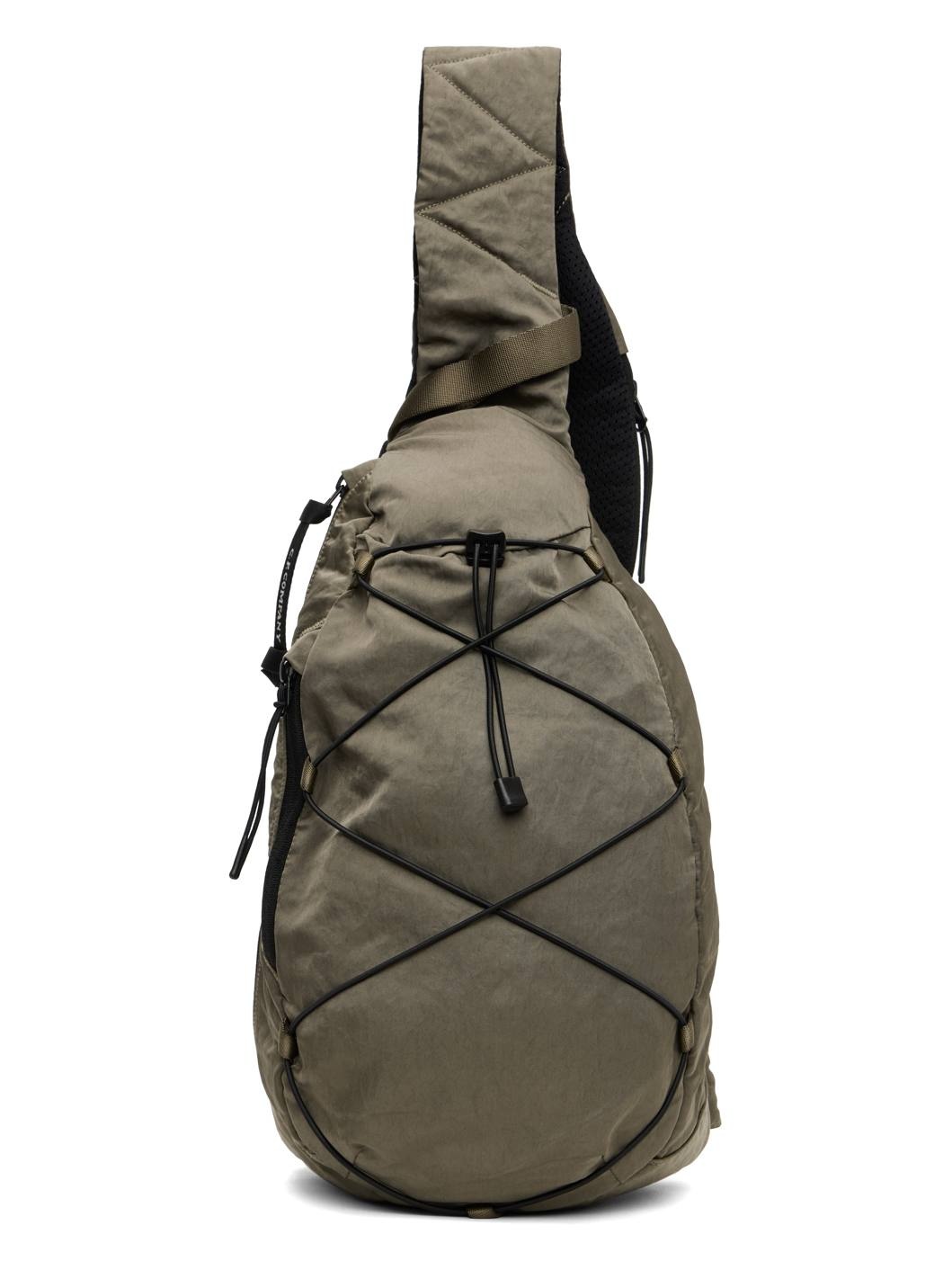 Khaki Nylon B Crossbody Rucksack Bag - 1