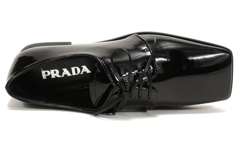Prada (WMNS) PRADA Patent Lace-Up Derby Shoes 'Black' 1E283M_069_F0002_F_010 outlook