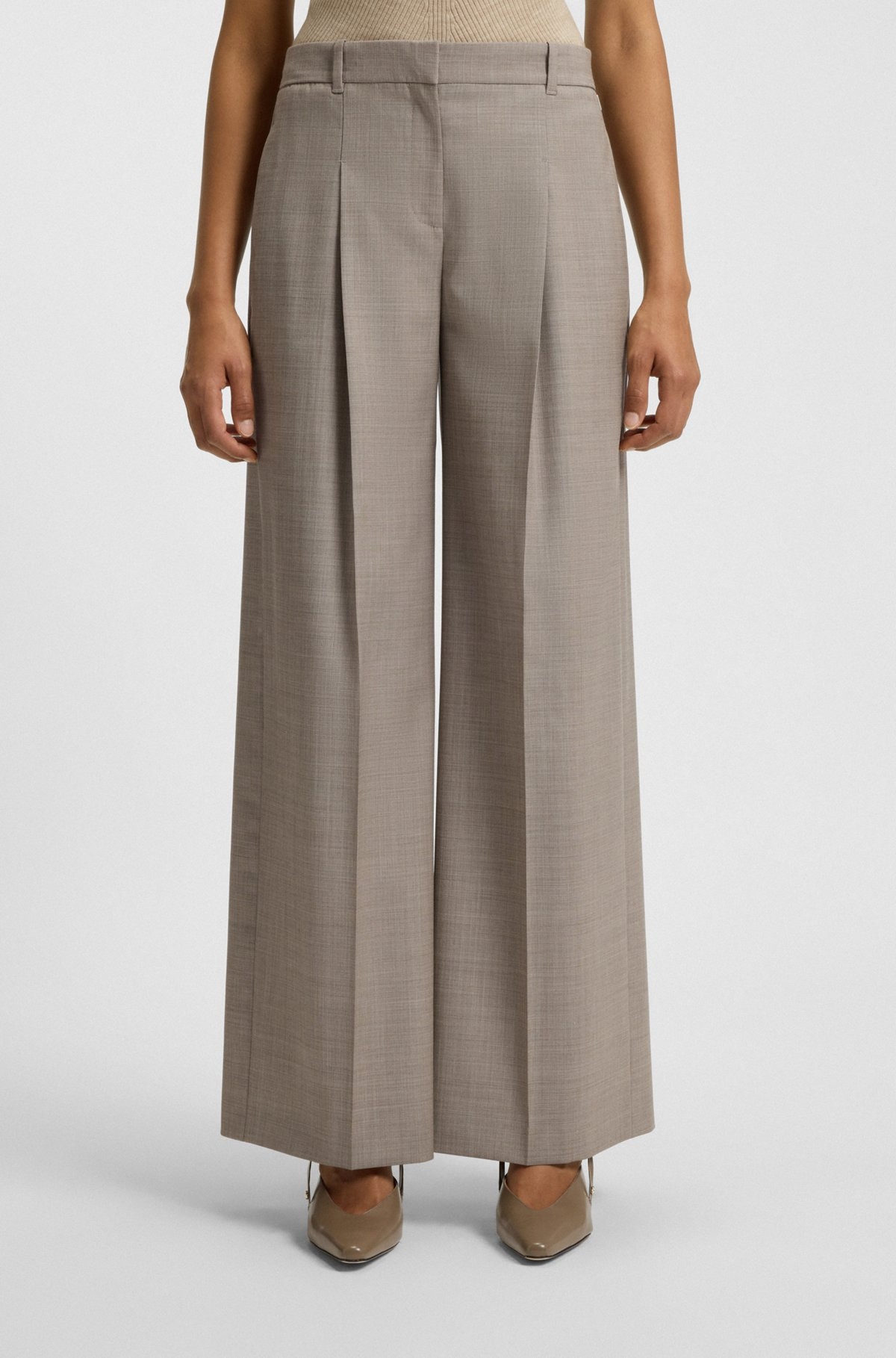 REGULAR-FIT TROUSERS IN SHARKSKIN-WEAVE STRETCH WOOL - 2