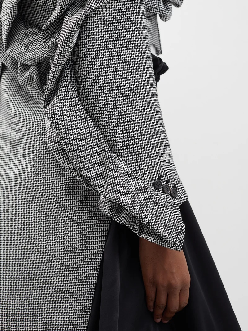 Cropped ruffled houndstooth wool-blend tailcoat - 3