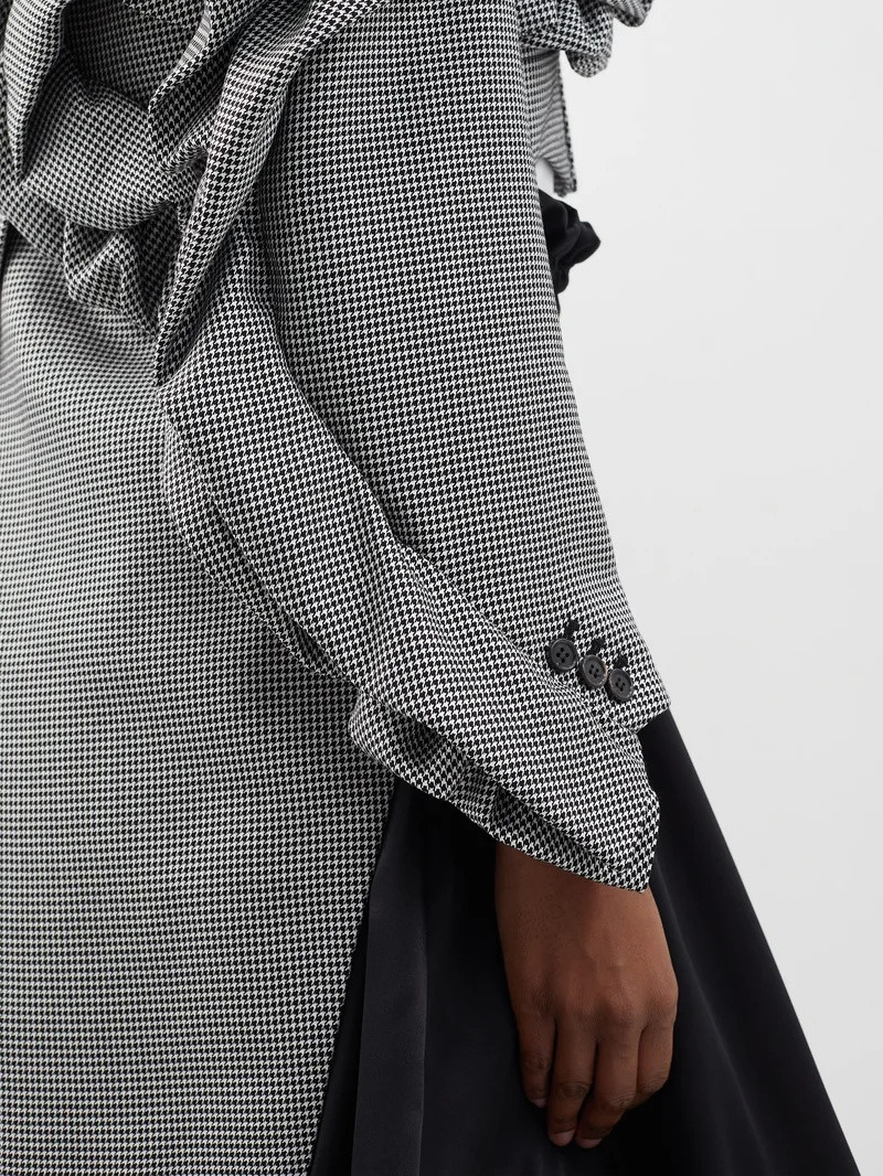 Cropped ruffled houndstooth wool-blend tailcoat 3