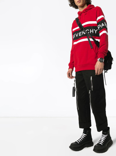 Givenchy logo print striped hoodie outlook