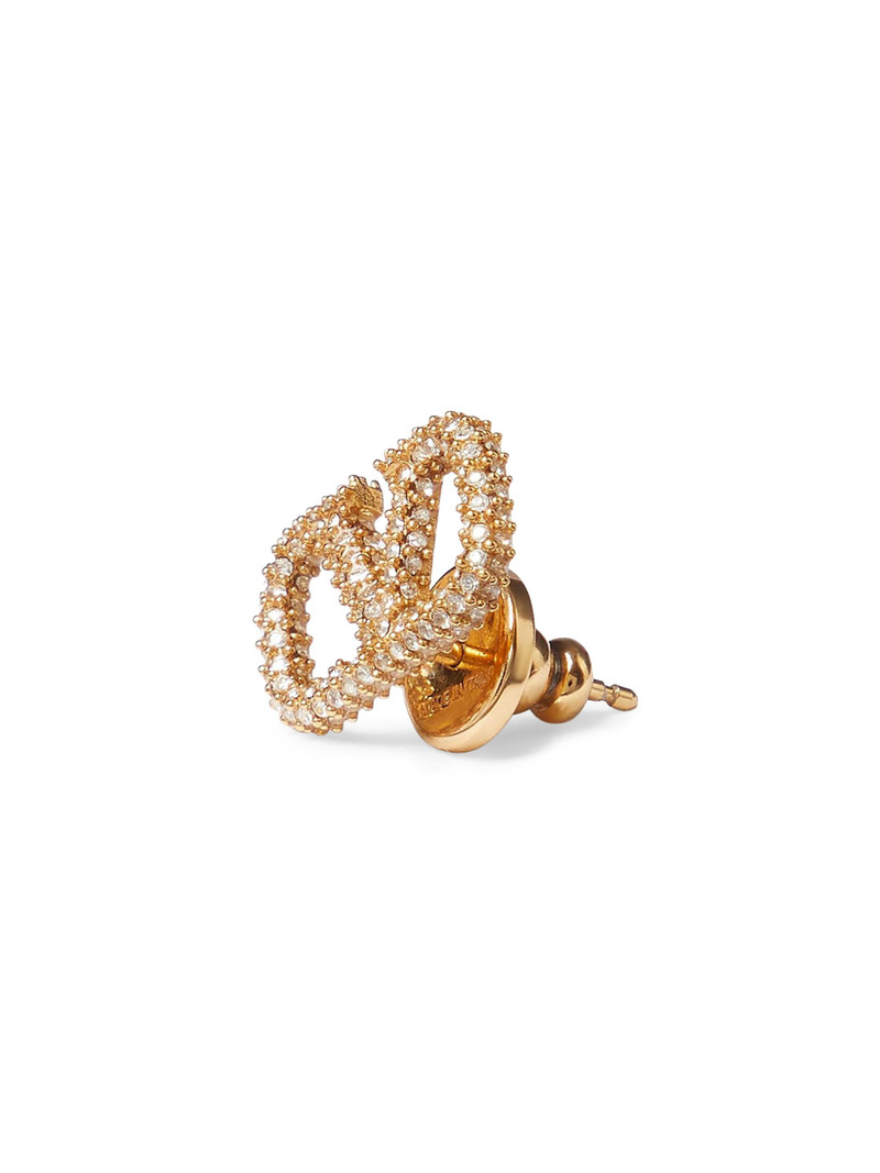 Women's Vlogo Signature Stud Earrings in Metal and Swarovski Crystals - Gold Crystal Silver 3