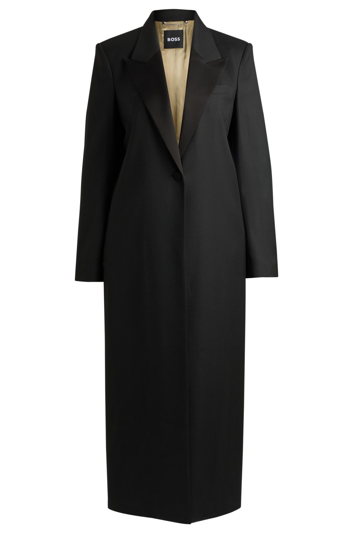 LONG-LENGTH TUXEDO-STYLE COAT IN STRETCH FABRIC - 1