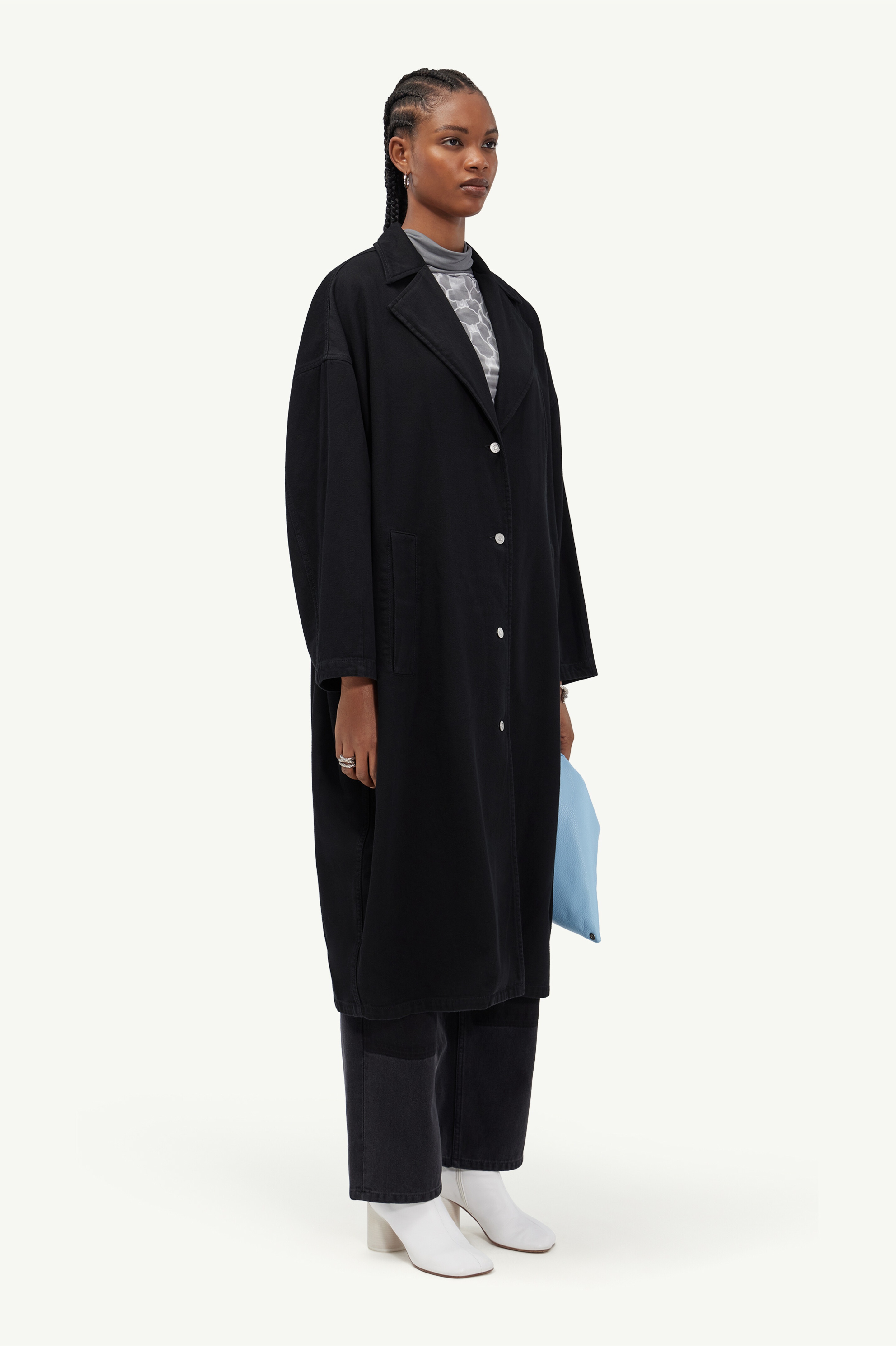 Oversized indigo denim coat - 3