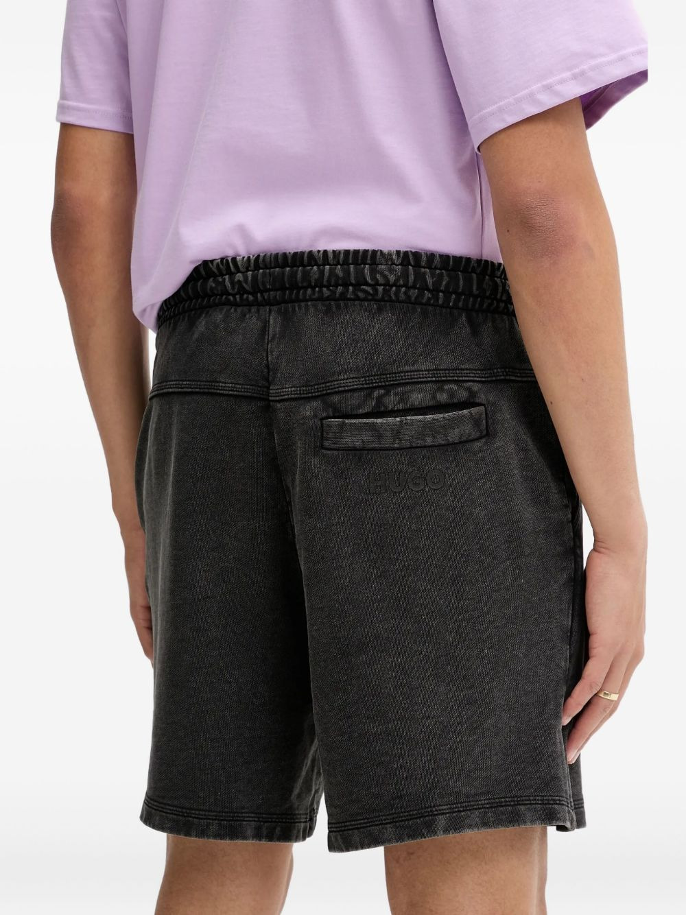 drawstring-fastening acid-wash shorts - 2