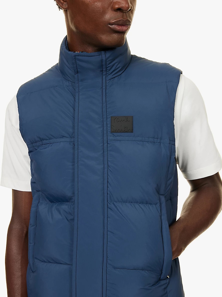 Rubberised-branding padded regular-fit shell-down gilet - 5