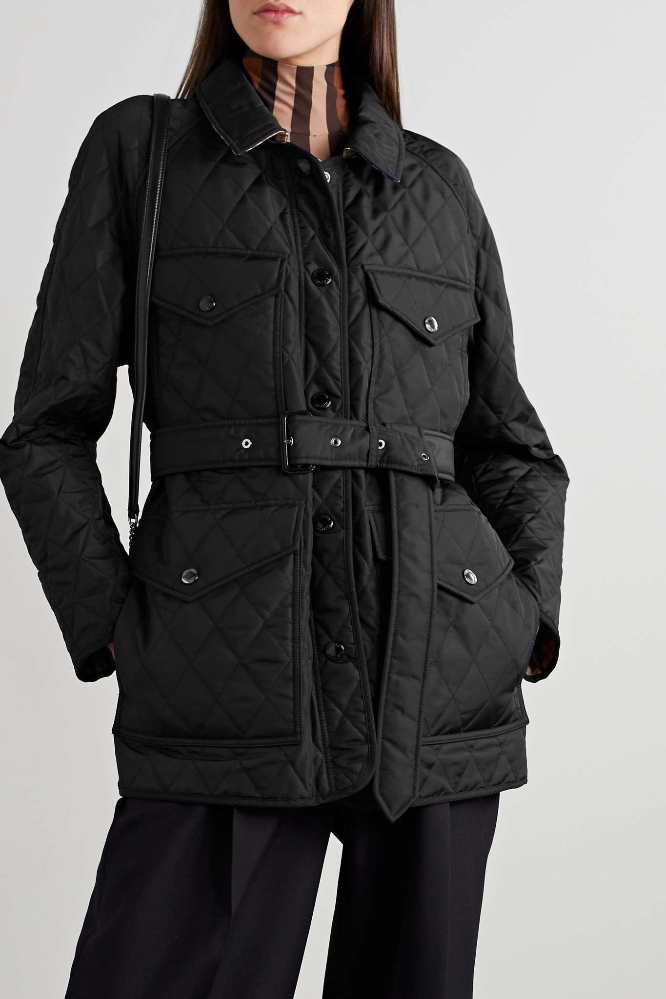 Belted padded quilted shell jacket - 3