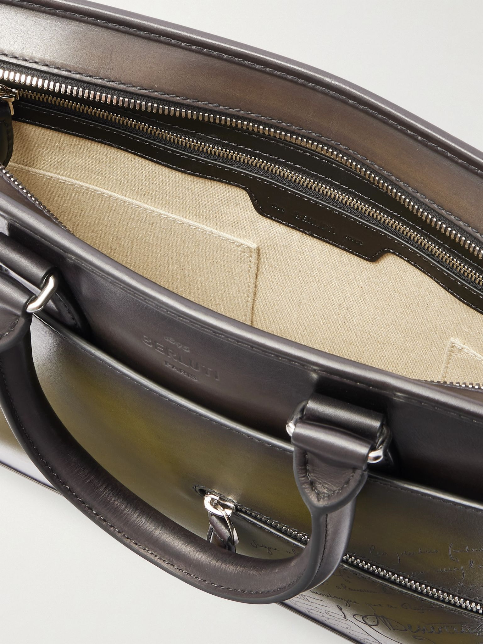 Un Jour Mini Scritto Venezia Leather Briefcase Green - 5