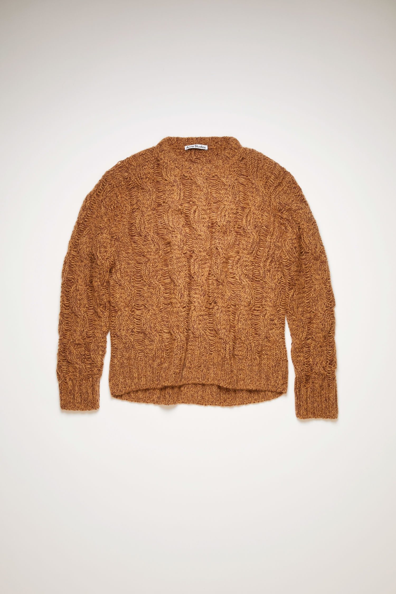 Melange cable-knit sweater brown/burgundy - 1