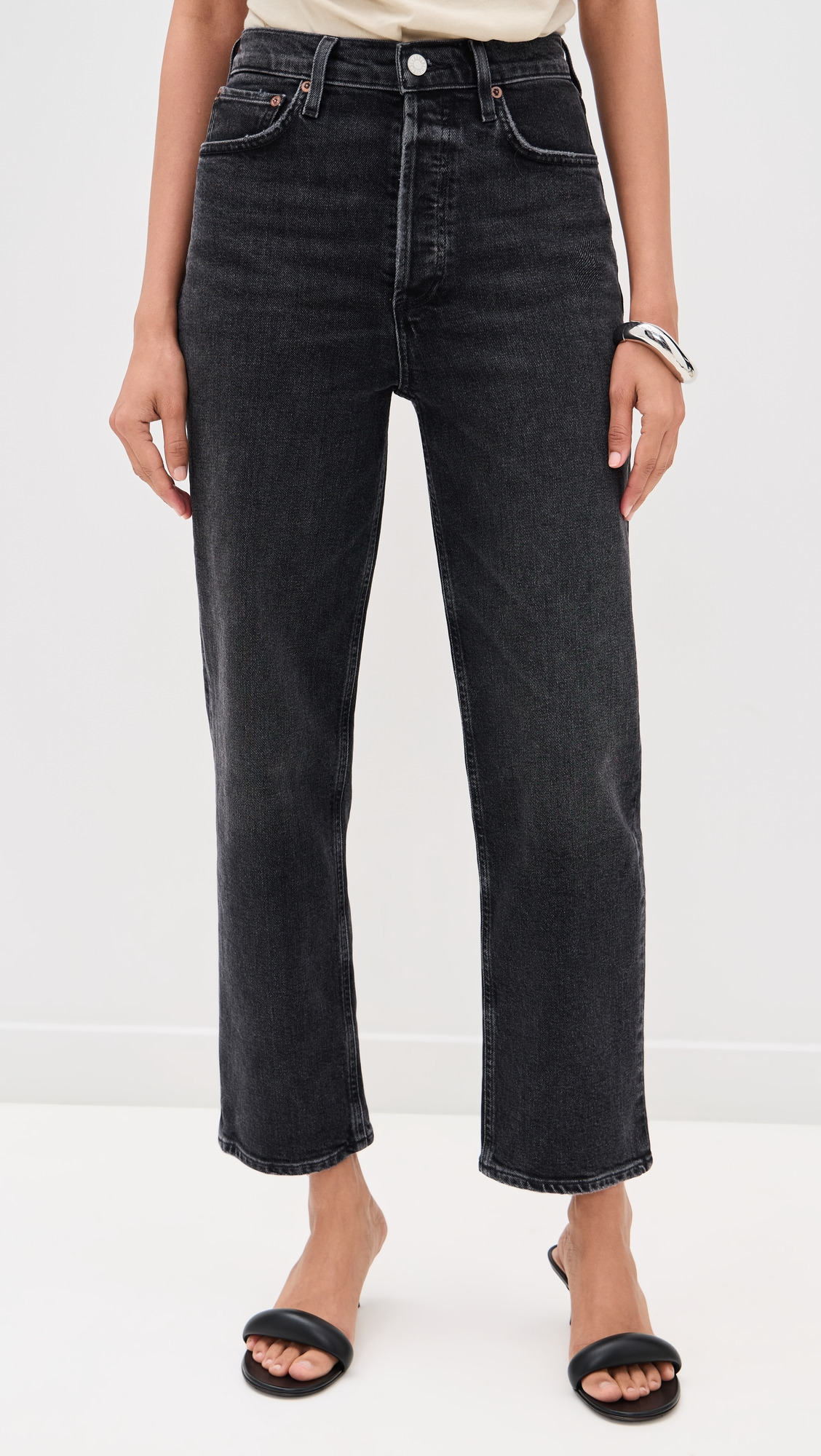 90s Pinch Waist Crop High Rise Straight Jeans 27.5" - 6