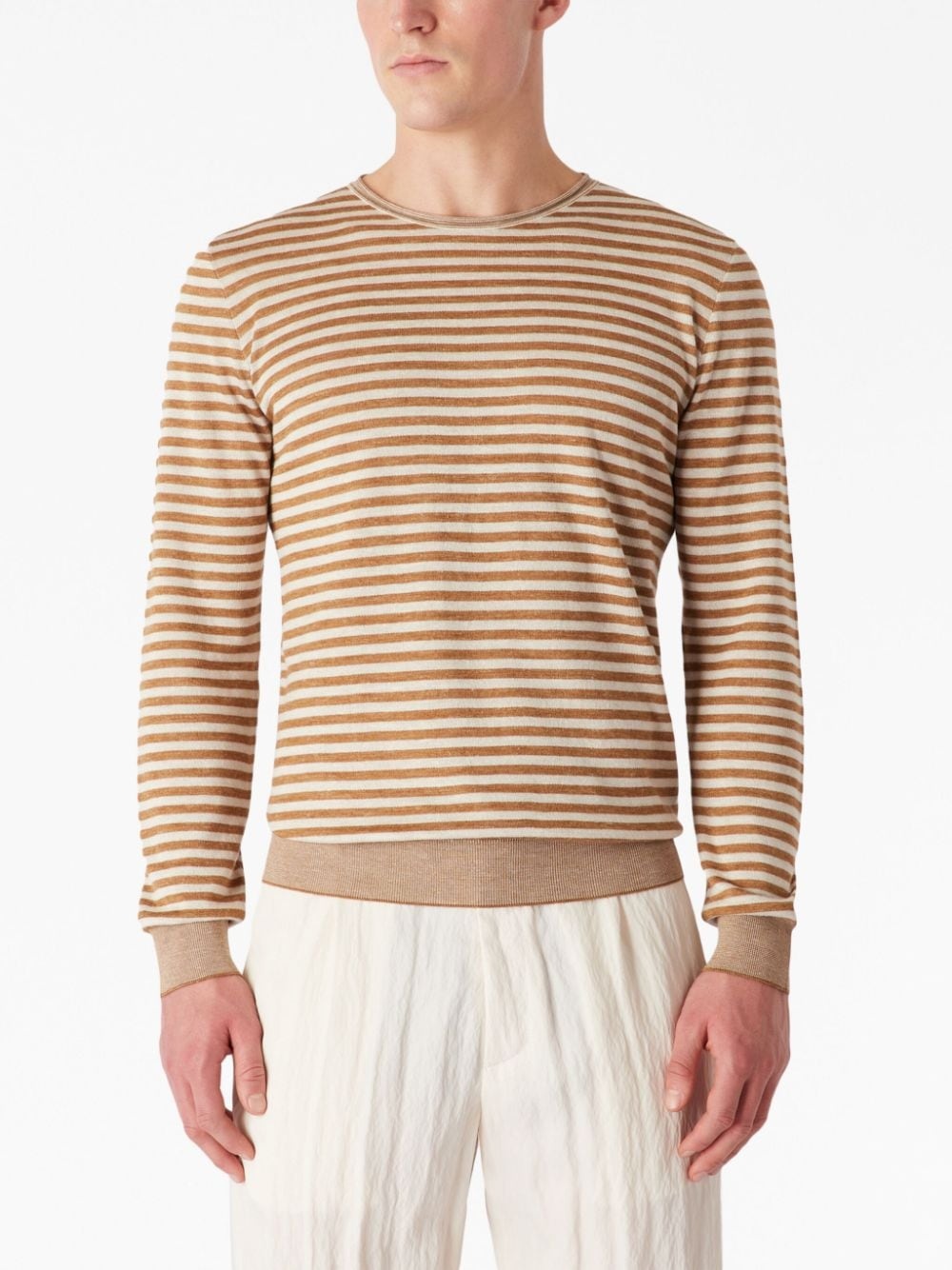 striped crew-neck jumper - 3