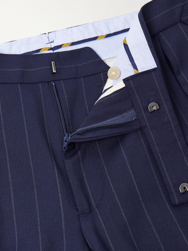 Straight-Leg Pleated Striped Wool-Blend Suit Trousers 6