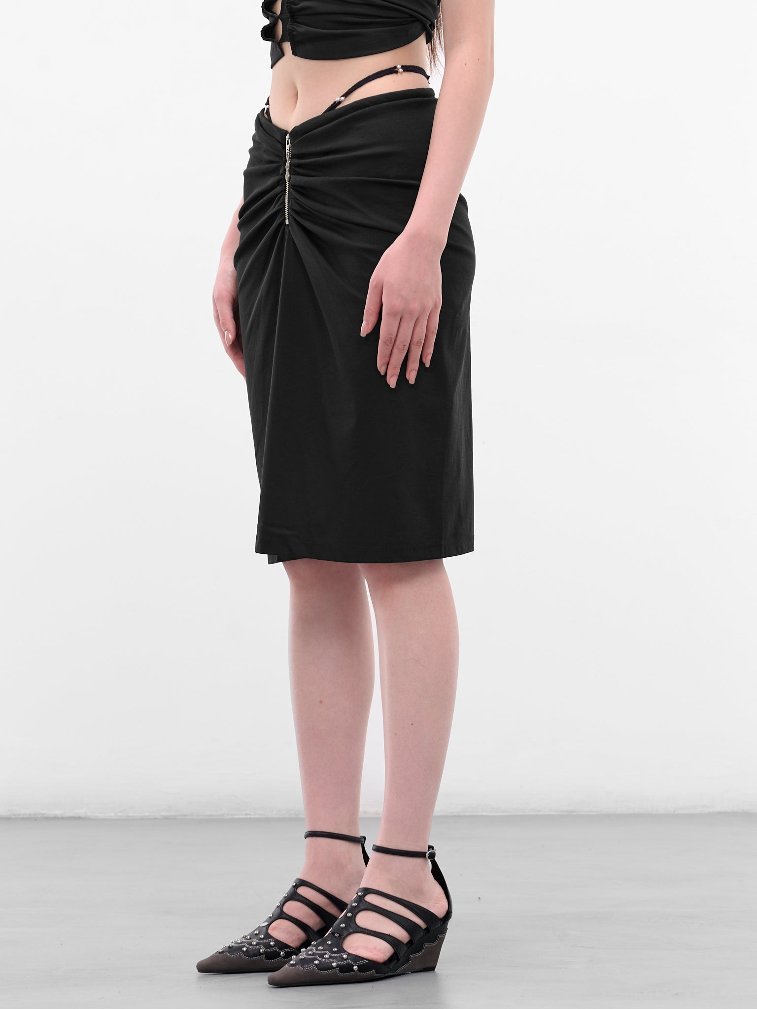 Black G-String Combo Ruched Skirt - 2