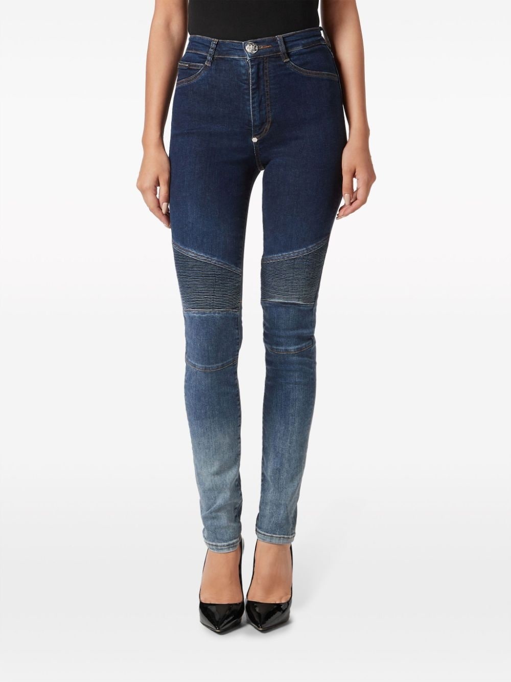 logo-patch cotton blend skinny jeans - 3