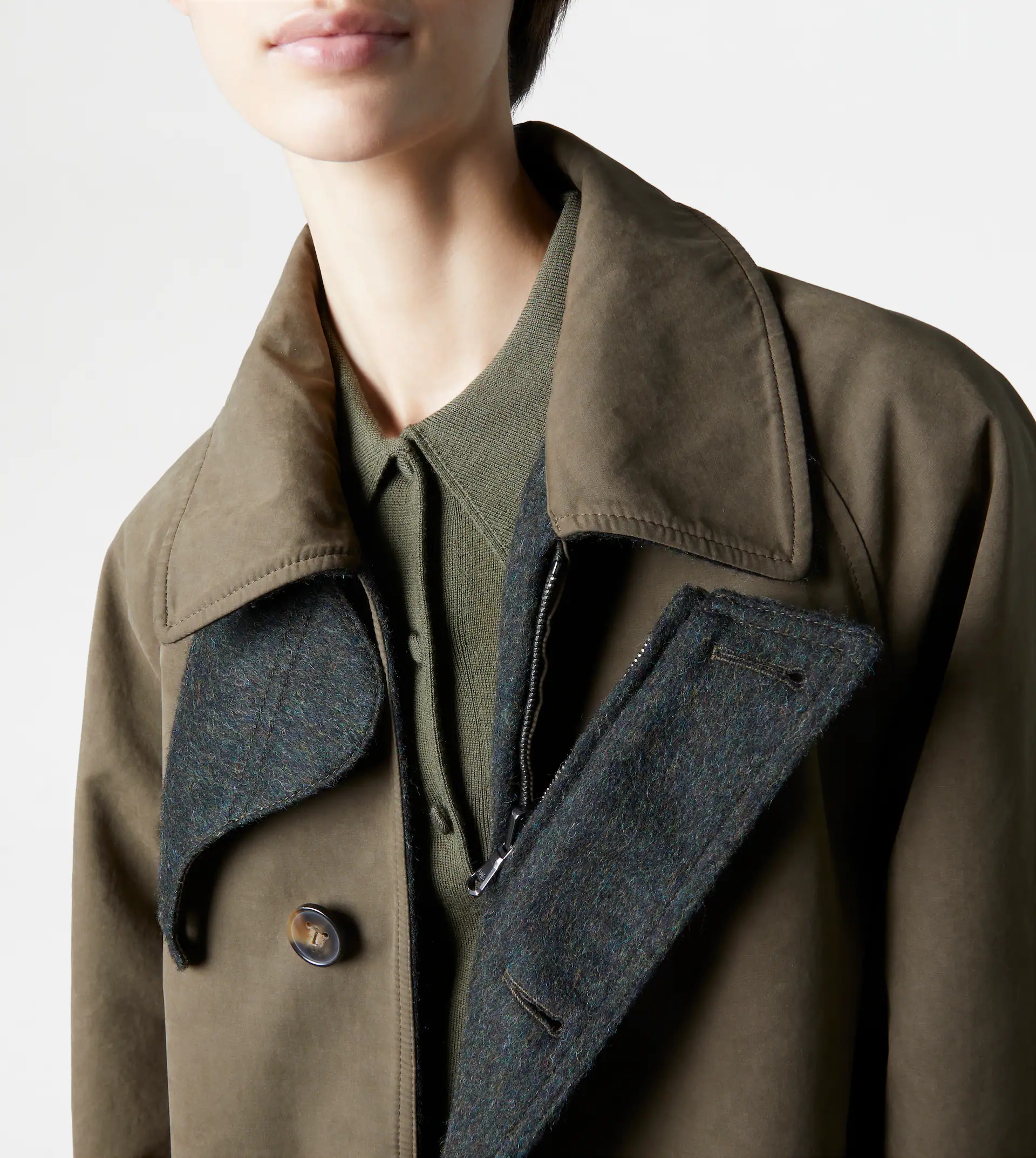 CROPPED REVERSIBLE COAT - GREEN - 5