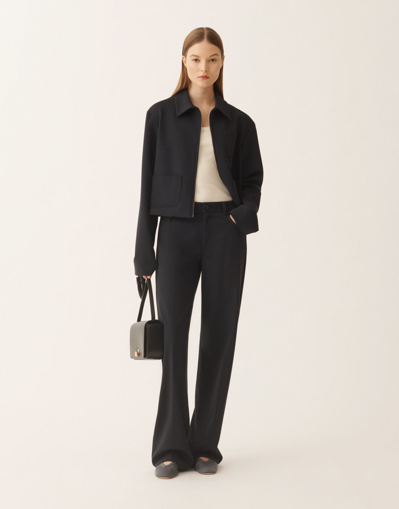 FABIANA FILIPPI Boxy jacket in midnight blue Milano stitch jersey outlook