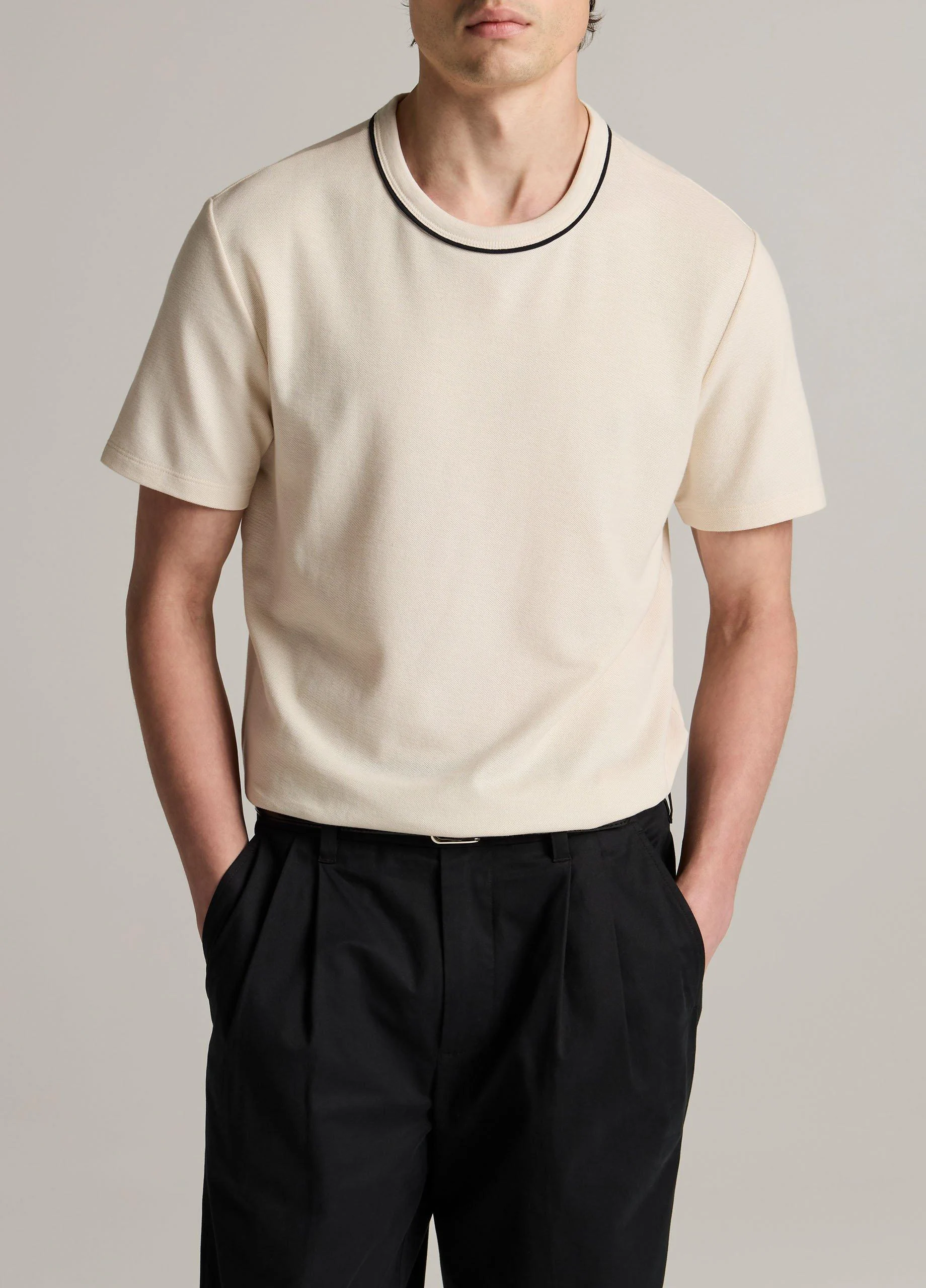 Tipped Pima Cotton Piqué T-Shirt - 1