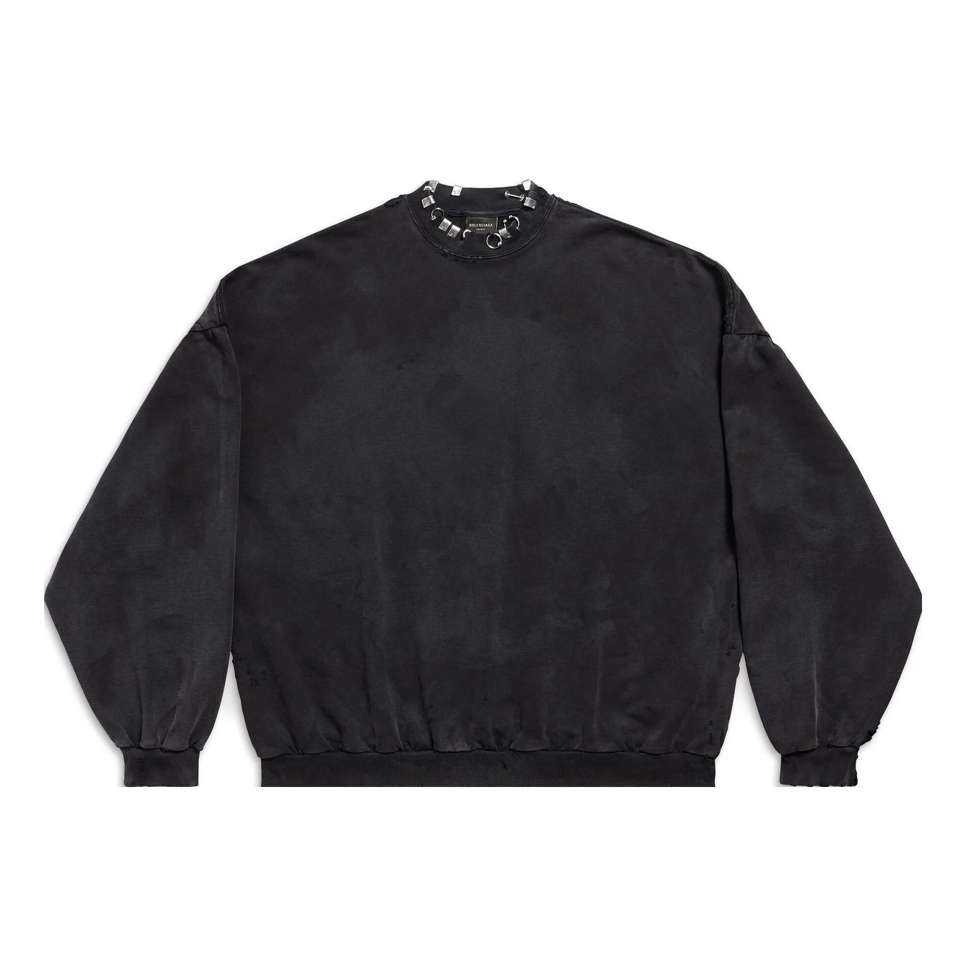 Balenciaga Pierced Round Sweatshirt Oversized 'Black Faded' 762718TPVD91055 - 1