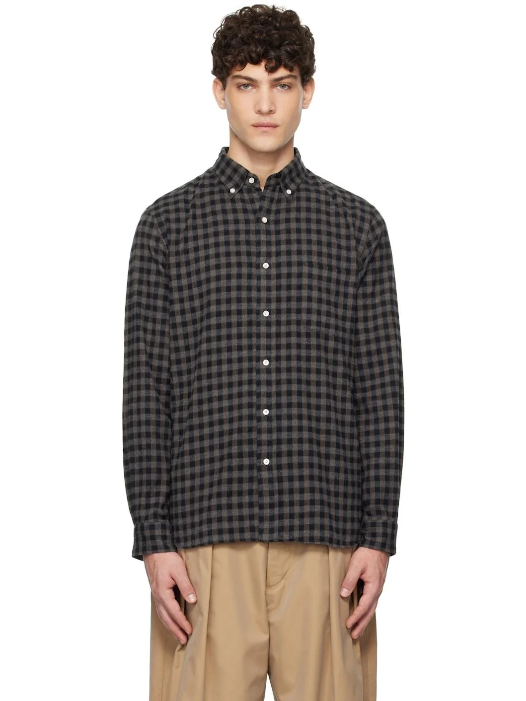 Gray B.D. Gingham Check Shaggy Shirt - 1