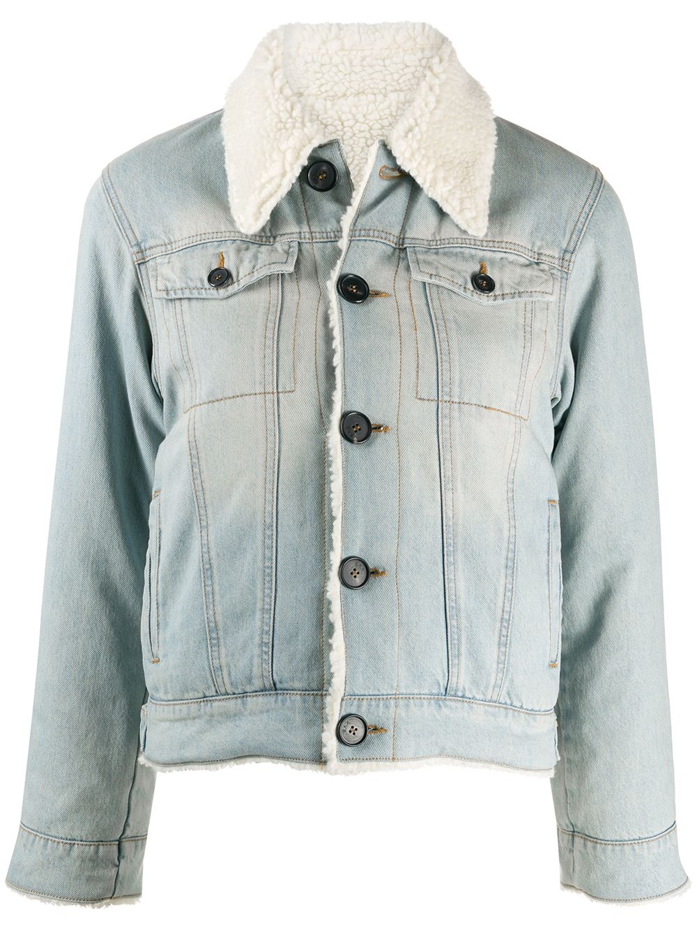 shearling-lined denim jacket - 1