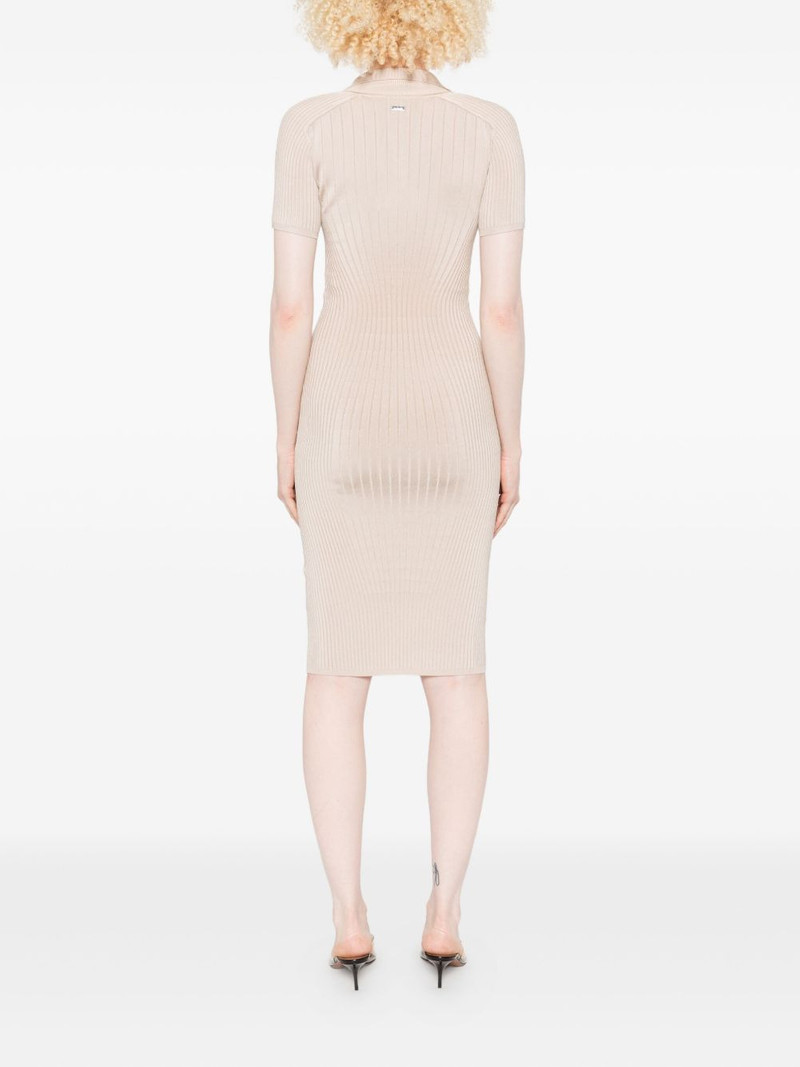 hook-and-eye ribbed-knit midi dress 4