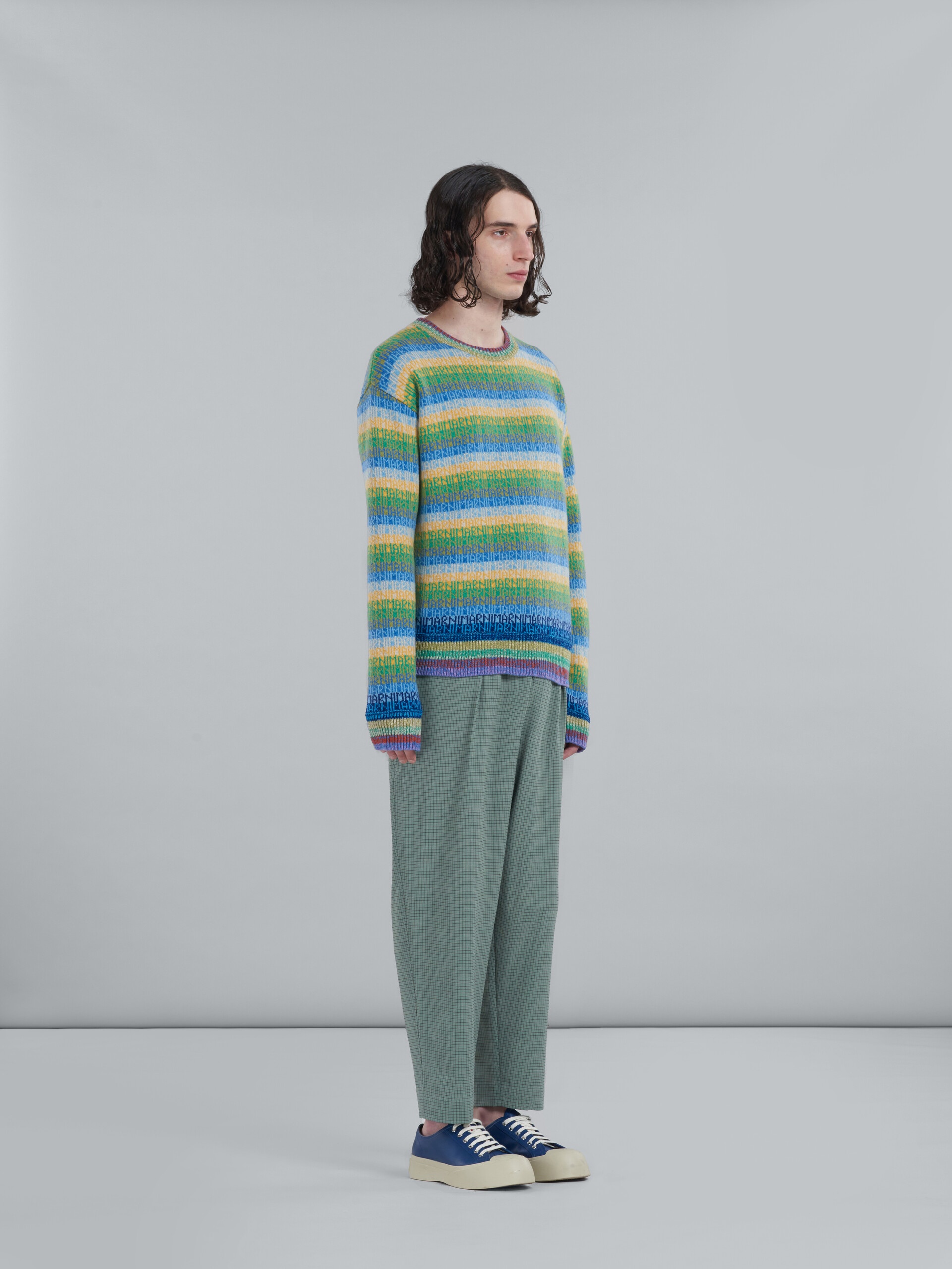 GREEN CROPPED TROUSERS IN TROPICAL WOOL WITH CHECKS - 5