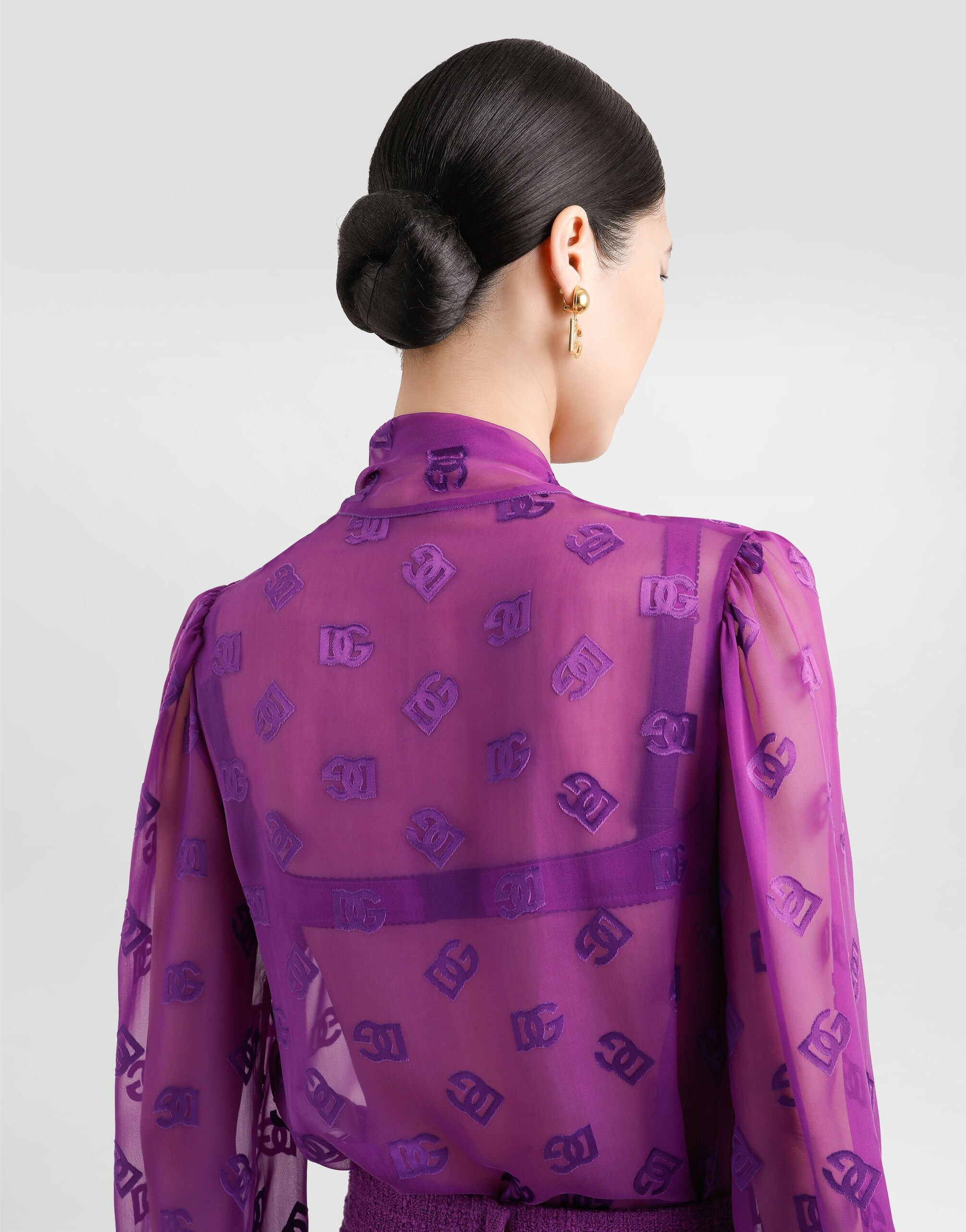 Chiffon jacquard shirt with DG all-over logo - 3