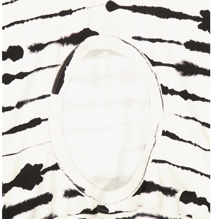 Burberry Ladies Monochrome Cut-out Detail Watercolour Print Cotton Hoodie - 7