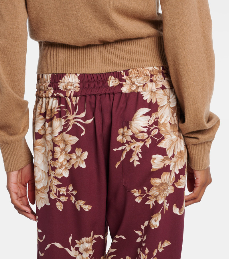 Floral silk-blend wide-leg pants 5
