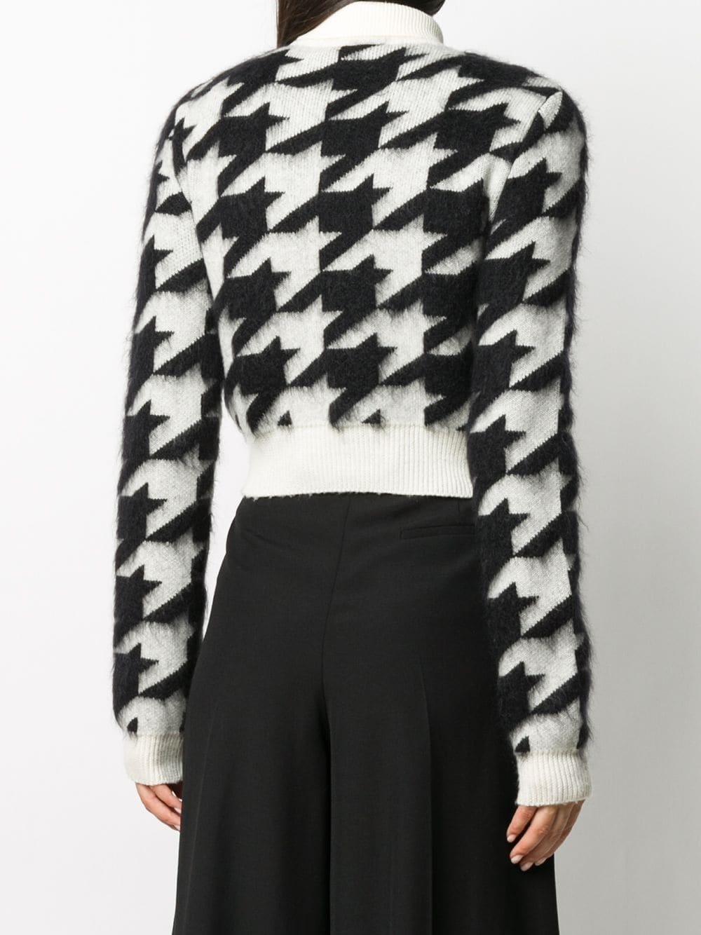 cropped houndstooth knit jumper - 4