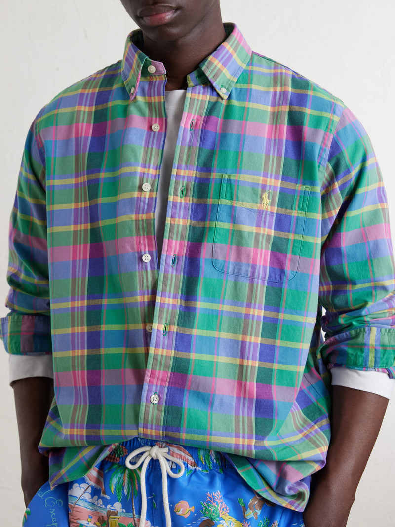 Button-Down Collar Checked Cotton Shirt 5